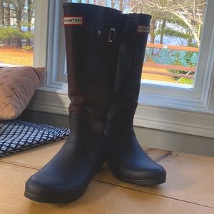 Hunter Leather/Rubber Tall Wellington Sherpa Lined Winter/Rain Boots NWT sz8